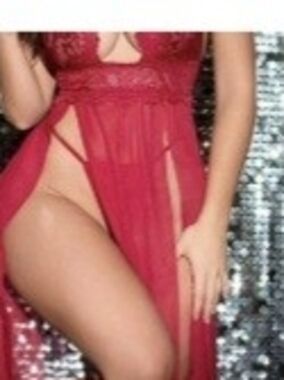 & Other Stories Red Sheer Lace Chemise with High Slits